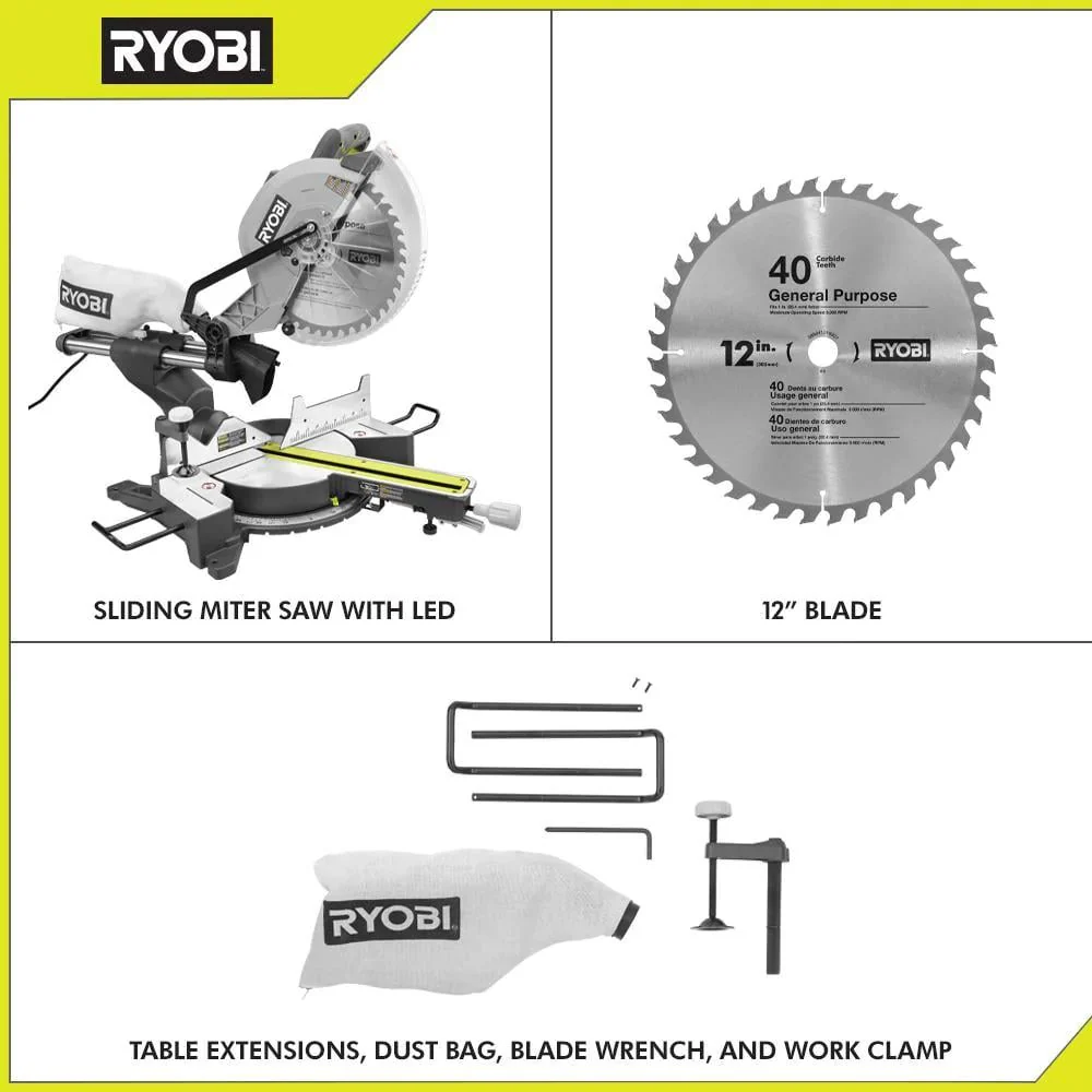 12" Compound Sliding Miter Saw with LED - Image 7